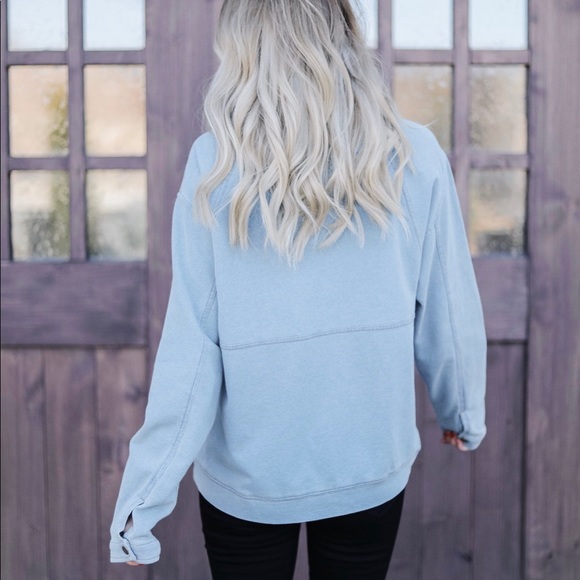 Denim Half Zip Pullover - Picture 4 of 8